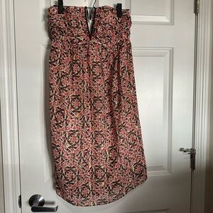 Shoshanna Pink/Brown/Gold Silk Cocktail Halter Dress